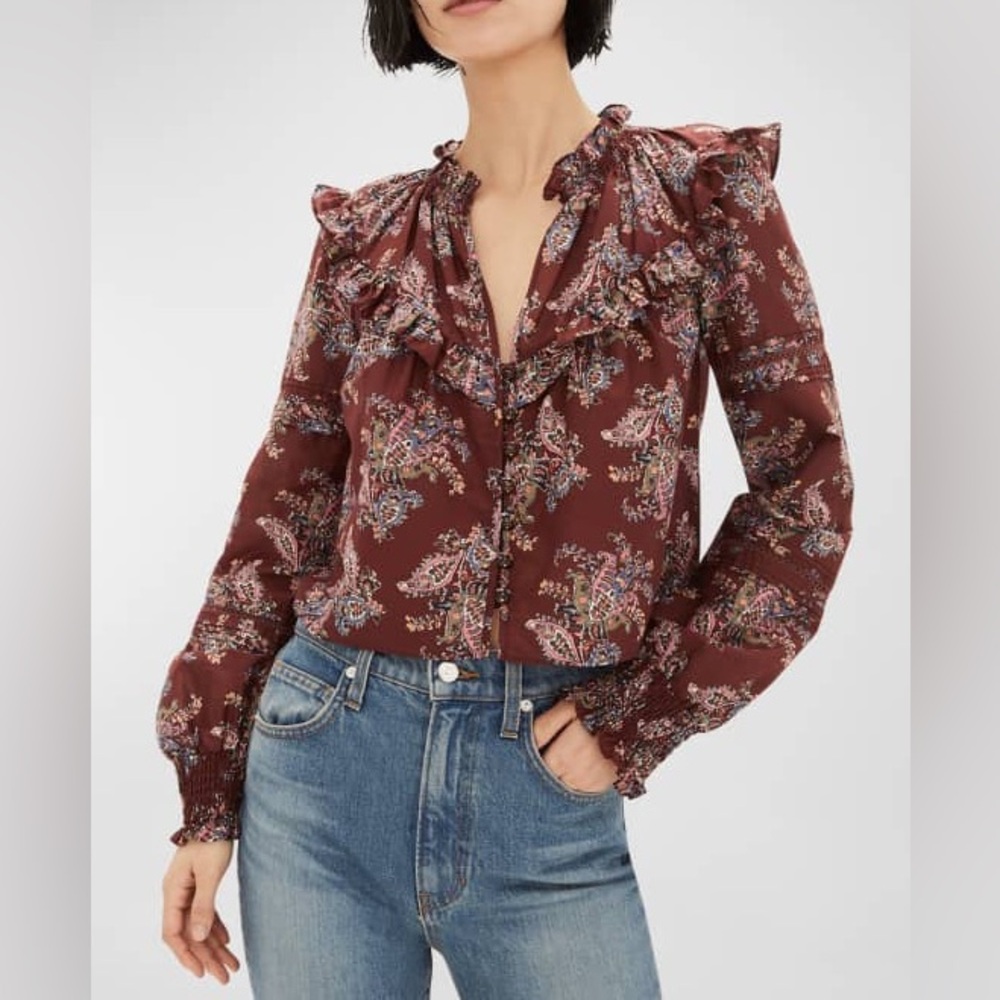 Veronica Beard - NWT, HOPKINS - BUTTON-DOWN BLOUSE - size 4